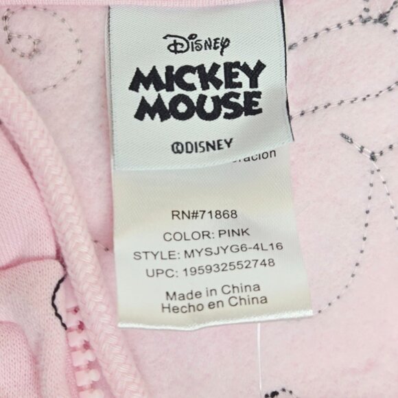 Disney Pink Mickey Mouse Embroidered Women Zipper Hoodie Jacket Sz XL - Picture 14 of 16